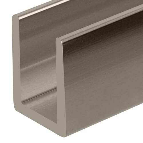 Brixwell SDCD38PN-CCP4 Polished Nickel 3/8" Fixed Panel Shower Door Deep U-Channel - 4 inch Sample - color: Polished Nickel, size: 4 Inch - Sample