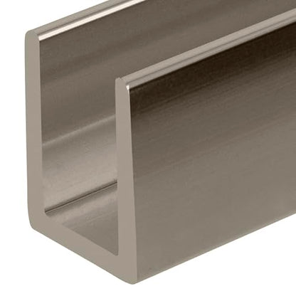 Brixwell SDCD38PN-CCP4 Polished Nickel 3/8" Fixed Panel Shower Door Deep U-Channel - 4 inch Sample - color: Polished Nickel, size: 4 Inch - Sample