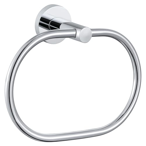 Hand Towel Ring for Bathroom, Rustproof Stainless Steel, Chrome | Flexible 180° Rotation, 7" Oval Towel Holder for Towel Storage, Quiet & Smooth Operation, Easy Towel Access, Drilling Mounted - color: Chrome