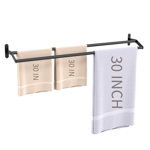 JUYSON Double Towel Bar for Bathroom, 30 Inch Towel Rack, Black | Wall Mounted, Stainless Steel, Rust Resistant, Space-Saving Design, Easy Installation - color: Black-1, size: 30IN (2 Bar)