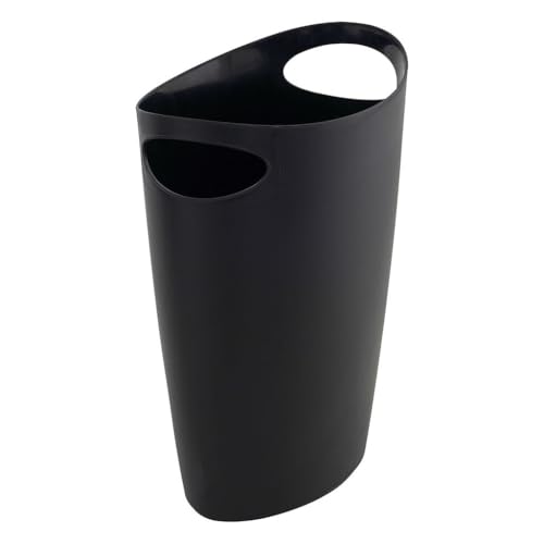 Superio Slim Bathroom Trash Can 2 Gallon Black Plastic Small Compact Waste Basket for Bedroom, Dorm, Under Office Desk, Narrow Portable RV Dustbin - size: Black