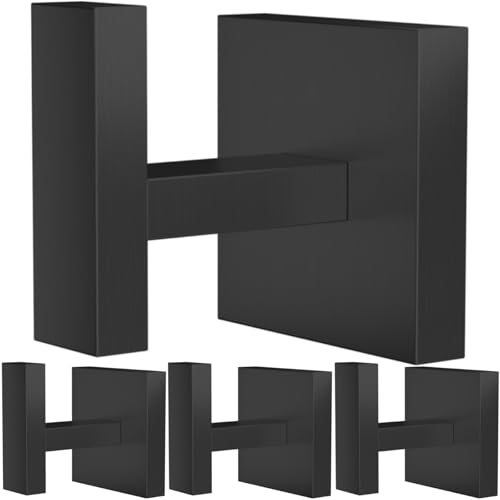 DGYB Towel Hooks for Bathrooms Set of 4 Matte Black Shower Hooks for Inside Shower Stainless Steel Heavy Duty Wall Hooks for Hanging for Kitchen Bedroom Office Pool Coats - color: Black - Set of 4