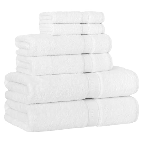 Supreme Terry 6-Piece Premium Towel Set, Soft & Plush 100% Turkish Cotton, Spa Quality, 2 Bath Towel 2 Hand Towels 2 Washcloths-White - color: White, size: 6 Pcs Set