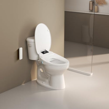 WLJBIDET Toilet Seat Bidet with Warm Water and Drying, O80KL - Elongated | Remote Control, Multiple Cleaning Modes, Adjustable Temperature, Soft Close Lid, LED Display, Nightlight
