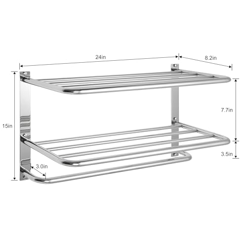 3-Tier Bathroom Towel Rack, SUS 304 Wall Mount, Brushed Nickel - color: Brushed Nickel, size: 24 Inch 3 Tier