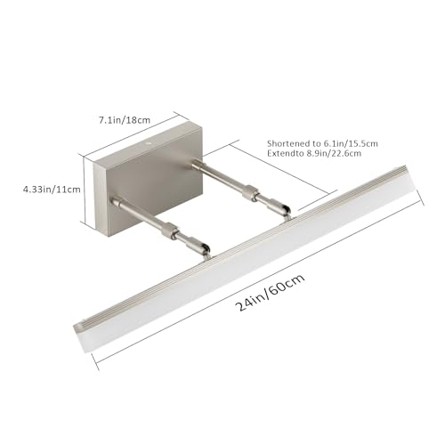 Aipsun 24 inch Modern Brushed Nickel Vanity Light Adjustable Bathroom Light Fixtures Over Mirror Rotatable Vanity Lighting 5500K - color: Brushed Nickel, size: 23.6 in