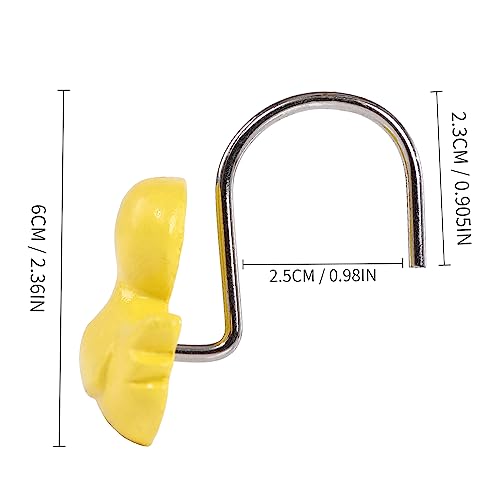Two Fish Home Yellow Duck Shower Curtain Rings Set of 12 Decorative Yellow Duckes Shower Curtain Hooks S/12 - color: Yellow