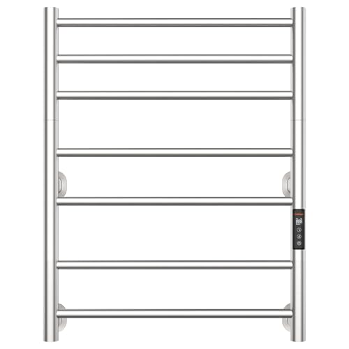 Heated Towel Rack Foldable Smart Dual-Zone APP No-Drill Brushed CA3 - color: Brushed, size: Pro-7Bar H27.56 x W21.65