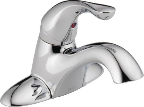 Delta Classic Centerset Chrome Bathroom Faucet, 4 Inch 3 Hole Bathroom Sink Faucet for Vanity, Metal Push-Pop Drain Assembly, Chrome 520-MPU-DST - color: Chrome