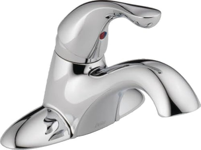 Delta Classic Centerset Chrome Bathroom Faucet, 4 Inch 3 Hole Bathroom Sink Faucet for Vanity, Metal Push-Pop Drain Assembly, Chrome 520-MPU-DST - color: Chrome