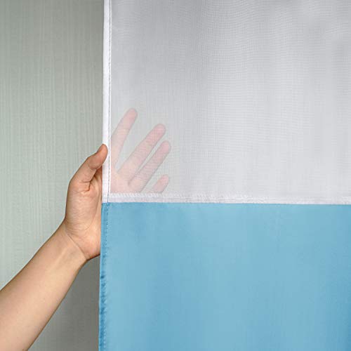 UFRIDAY Light Blue Hotel Spa Style Fabric Shower Curtain with Mesh Window, 72-Inch by 78-Inch - color: Light Blue, size: 72"W x 78"L (Pack of 1)