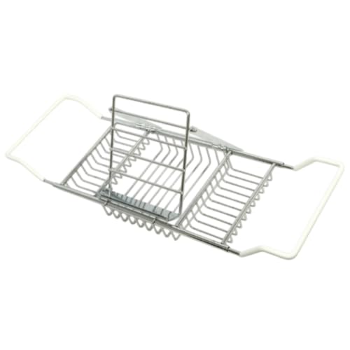 Bathtub Rack Adjustable Bathtub Tray Rust Resistant Bath Tray for Home Spa, Chrome Plated Silicone Handle Stainless Steel Bathroom Rack With Book Holder - style: Chrome Plated Silicone Handle Stainless Steel Bathroom Rack With Book Holder