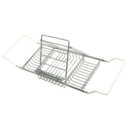 Bathtub Rack Adjustable Bathtub Tray Rust Resistant Bath Tray for Home Spa, Chrome Plated Silicone Handle Stainless Steel Bathroom Rack With Book Holder - style: Chrome Plated Silicone Handle Stainless Steel Bathroom Rack With Book Holder