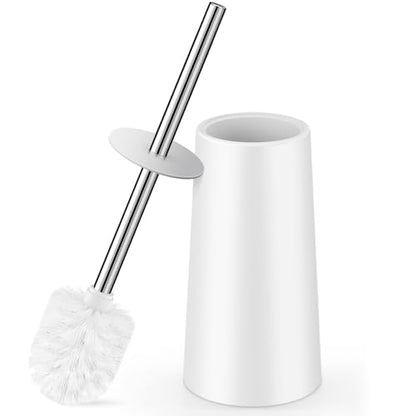Toilet Brush and Holder, Toilet Brush with 304 Stainless Steel Long Handle, Toilet Bowl Brush for Bathroom Toilet-Elegant-Cleaning-Bristles(White) - color: White