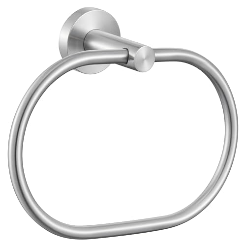 Swivel Hand Towel Holder for Bathroom, Brushed Nickel, Wall Mounted | Rustproof 304 Stainless Steel, 180° Rotating Towel Ring for Kitchen, Sink, Vanity, Oval Ring for Easy Towel Access - color: Brushed Nickel