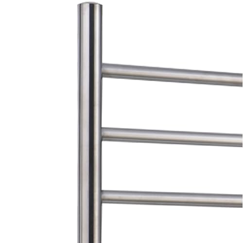 WarmlyYours Barcelona Heated Towel Rack, 8 Bars, Brushed Steel | Freestanding plug-in electric towel warmer, 150W, overheat protection, warms 2 large towels or bathrobes at once