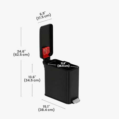 iTouchless 3 Gal Nursery Waste Bin | Step Pedal Diaper Trash Can | Black | Foot-Operated Lid Opens Instantly | Whisper-Quiet AirNova Damper | Removable Liner Bucket | Matte Coating Resists Prints - color: Matte Black