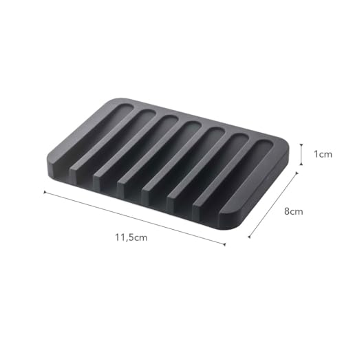 YAMAZAKI Home Flow Soap Tray - Silicone Holder Dish for Sink - Silicone | Sloped base directs water back into the sink to keep counters dry. Easy-to-clean design requires no assembly. Saves space.