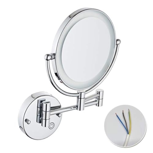 Wall Mounted Lighted Makeup Mirror, Hardwired Double-Sided Magnifying Vanity Mirror Extended Arm 360° Swivel LED Shaving Mirror,7X,A - color: A, size: 7X