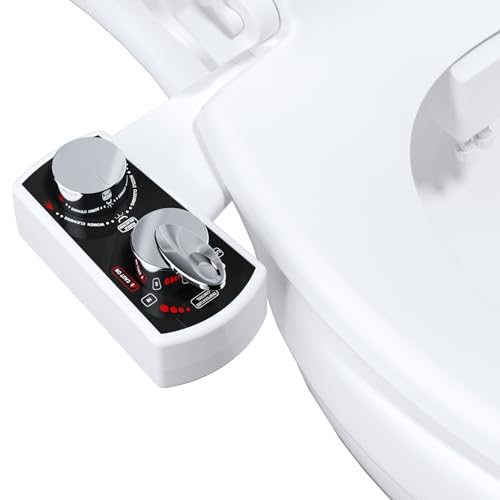 Hibbent Bidet Attachment for Toilet, Hot and Cold Water Spray Non-Electric Dual Nozzle for Frontal & Rear Wash, Adjustable Water Pressure Control, Self Cleaning Water Sprayer, Black/Chrome - color: Black