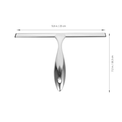 Stainless Steel Window Cleaning Squeegee with 10-inch Blade and Nail-Free Adhesive Hook, Shower Screen Scraper for Bathroom Glass Doors and Car Windows, Multi-Purpose Shower