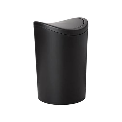 Superio Small Bathroom Trash Can with Lid, Modern Matte Black Mini Waste Bin with Swing Lid (1 1/2 Gallon, 6 Liter) Plastic Garbage Can for Kitchen, Bathroom, Bedroom, Office, Under Desk (1) - color: Black