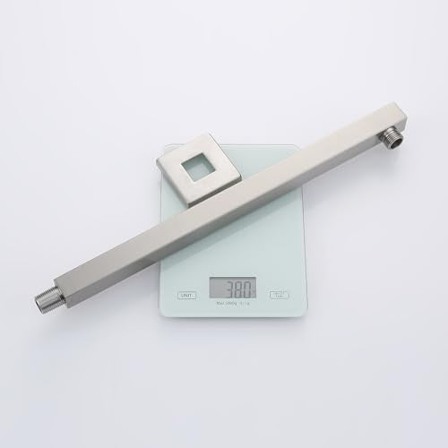 Shower Arm Extender Shower Head Extension Arm With Flange【SUS304 Stainless Steel】Rain Shower Head Extension Replacement 16 Inches Wall Mount Square Brushed Nickel, SA1-BN - color: Brushed Nickel