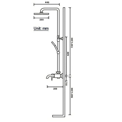 Rose Gold Bathroom Rainfall Shower Faucet Set, Overhead Shower, Hand Shower with 1.5M Hose and Bracket Wall Mount Hand Spray Mixer Tap Faucet Head Set