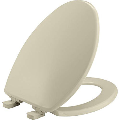 Bemis 7300SLEC Slow Close Toilet Seat, Easy Clean Hinges and Durable Plastic Seat, Made in USA, Elongated, Bone - color: Bone, size: Elongated