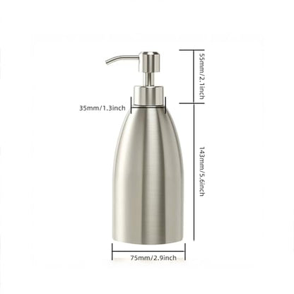 304 Stainless Steel Soap Dispenser 16oz Rust-Proof Liquid Soap Pump Bottle for Kitchen or Bathroom Countertop Hand Dish Lotion Leak-Proof (Stainless Steel) - color: Stainless Steel