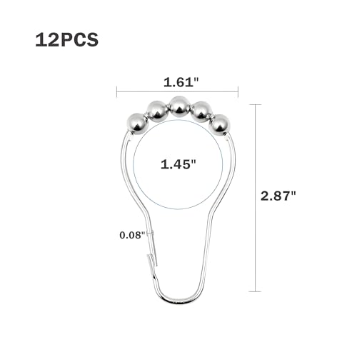12 PCS Silver Shower Curtain Hooks Rings, Rust-Resistant Metal Double Glide Shower Hooks for Bathroom Shower Rods Curtains, Set of 12 Hooks, Silver - color: Silver