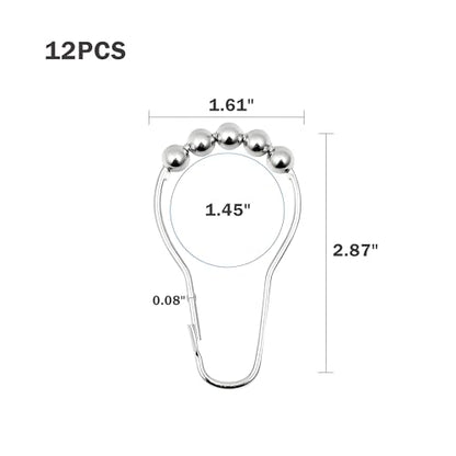 12 PCS Silver Shower Curtain Hooks Rings, Rust-Resistant Metal Double Glide Shower Hooks for Bathroom Shower Rods Curtains, Set of 12 Hooks, Silver - color: Silver