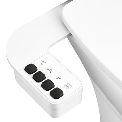 Ultra Thin Non-Electric Bidet Attachment with Dual Self-Cleaning Nozzles | Adjustable Water Pressure, One Click Detach, Fits Most Toilets, Cold Water, Rotate Button Control,White,Square