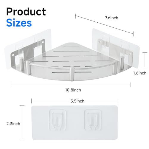 Shower Caddy Corner(1 Pack), 304 Stainless Steel,Integrated molding, High Weight Capacity,Wall mounted Bathroom Shelves with nail free adhesive, Suit for storage racks in bathrooms,Kitchens - size: 1Pack