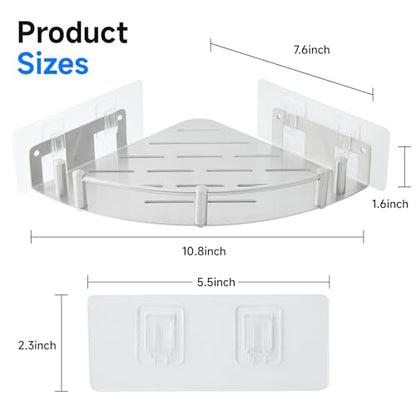 Shower Caddy Corner(1 Pack), 304 Stainless Steel,Integrated molding, High Weight Capacity,Wall mounted Bathroom Shelves with nail free adhesive, Suit for storage racks in bathrooms,Kitchens - size: 1Pack