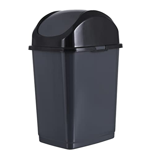 Superio Mini Plastic Trash Can with Swing Top Lid 1.25 Gallon Compact Small Waste Bin Portable Garbage Can for Countertop, Desktop, Make up Vanity, Bathroom, Car, Under Sink, Dorm,(Grey) - size: 1.25 Gallon, style: 1 Pack