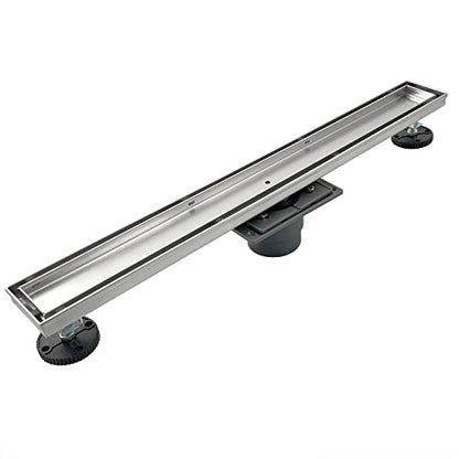 Neodrain 32" Linear Shower Drain with Tile Insert Grate & Shower Drain Base | 304 Stainless Steel, Fast Drainage, Rectangle Shower Floor Drain with Leveling Feet & Hair Strainer, Fits Bathroom, Balcony - color: Brushed With Base, size: 32 IN