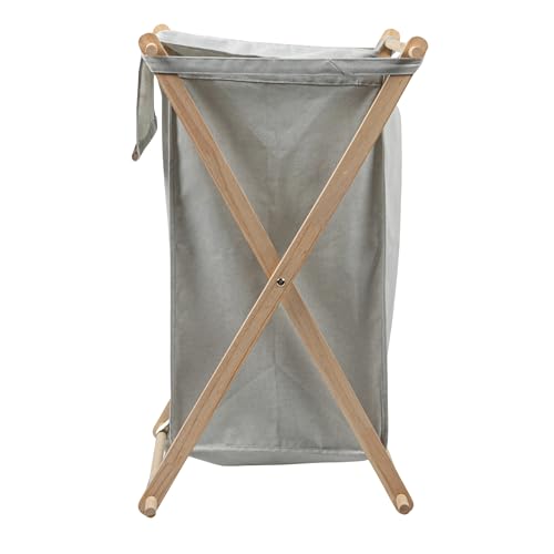 Household Essentials X-Frame Wood Laundry Hamper, Folding Wood Frame with Washable Gray Poly-Cotton Bag Large - color: Gray, style: Hamper