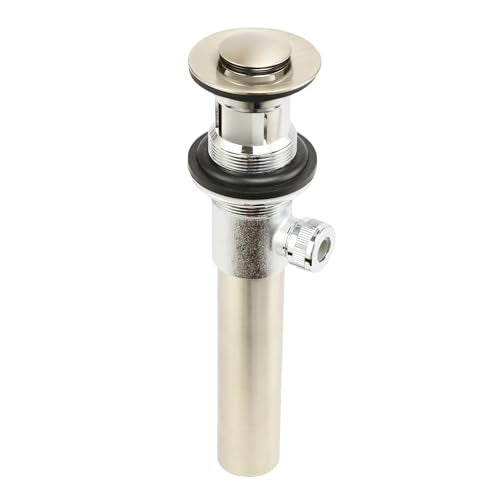 Purelux Bathroom Faucet Vanity Sink Metal Pop-Up Drain Stopper Assembly with Lift Rod and Overflow, Brushed Nickel Finish - color: Brushed Nickel