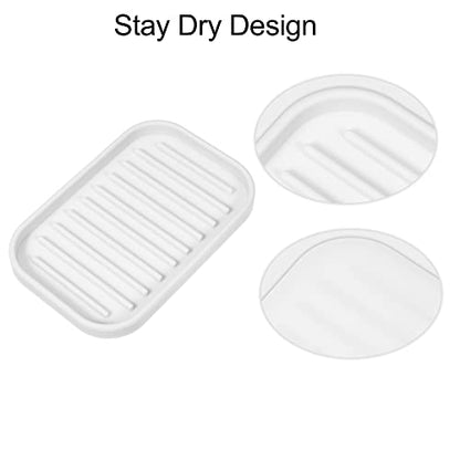 VOCOSTE Silicone Soap Dish, White, 13.5x9cm | Soap Cleaning Storage, Keep Soap Dry, For Home Bathroom Kitchen - color: White