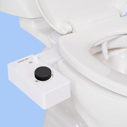 TUSHY Classic 3.0 Bidet Toilet Seat Attachment, White/Matte Black | Non-Electric, Self Cleaning Water Sprayer, Adjustable Pressure Nozzle, Angle Control, Easy Home Installation - color: White/Matte Black, style: Cool Water