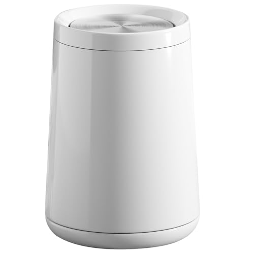 10 L/2.6Gallen,Swing Lid Trash Can,Metal Garbage Can with Flipping Lid,for Bathroom,Living Room,Bedroom,Hotel,Office, Laundry Room(White) - color: White