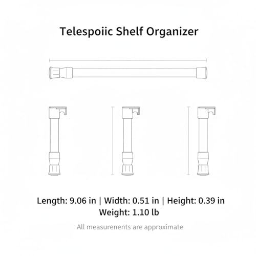 Adjustable Telescopic Cabinet Shelf, Tool-Free Under Sink Organizer Rack, Carbon Steel and PP Plastic Storage Solution for Kitchen and Bathroom - size: 9.06 x 0.51 x 0.39 in