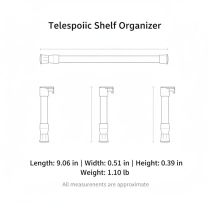 Adjustable Telescopic Cabinet Shelf, Tool-Free Under Sink Organizer Rack, Carbon Steel and PP Plastic Storage Solution for Kitchen and Bathroom - size: 9.06 x 0.51 x 0.39 in