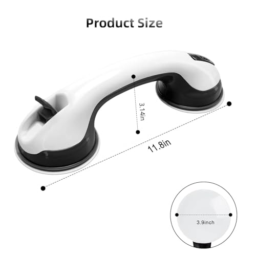 2 - Pack Suction - Cup Safety Grab Handles, 12 - Inch No - Drill Removable Handrails for Bathroom, Bathtub, Shower, Toilet, Ideal for Seniors, Elderly, and Those Needing Balance Support（Black）