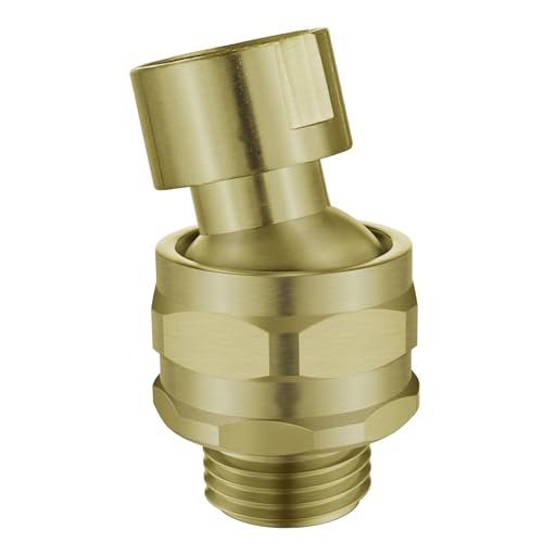 Shower Head Swivel Ball Adapter Brass Adjustable Shower Arm Connector Universal Showering Component Shower Arm Extension- Brushed Gold - color: brushed gold