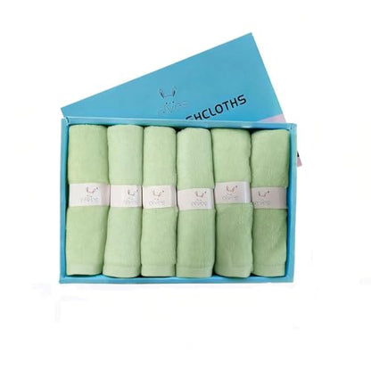 elves Bamboo Viscose Face Cloth - Soft Washcloths for Baby & Adult Sensitive Skin- Organic Wash Clothes 10'' x 10'' - Reusable Makeup Remover Face Towel - Set of 6 (Green) - color: Green