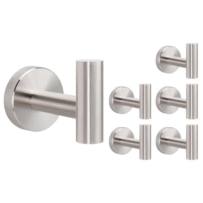 Livabber Bathroom Towel Hooks, 304 Stainless Steel Robe Shower Hooks Wall Mounted, Heavy Duty Towel Hangers for Bathroom Kitchen Bedroom (6 Pack, Brushed Nickel) - color: Brushed Nickel, size: 6 Pack