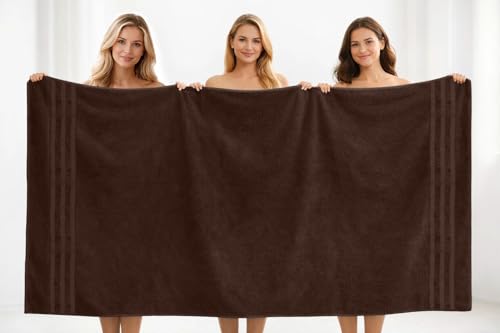 DAN River 2 Pack Bath Sheets Extra Large 35x70, Large Bath Towels for Adults, XL Oversized Heavy Duty Towel Set, 600 GSM 100% Ring Spun Cotton, Soft Quick Dry, Brown - color: Brown, size: Bath Sheet 35x70" (PK 2)