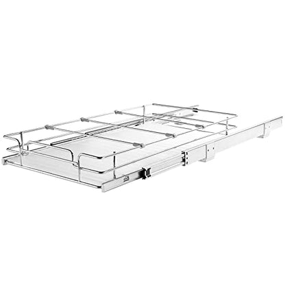 VEVOR 12.5"Wx16.5"Dx3.5"H Pull Out Cabinet Organizer, Heavy Duty Slide Out Pantry Shelves, Chrome-Plated Steel Roll Out Drawers Storage, for Home, Under Sink, 14"Wx17.5"Dx7"H Install Size for Cabinet - size: 12.5"Wx16.5"D